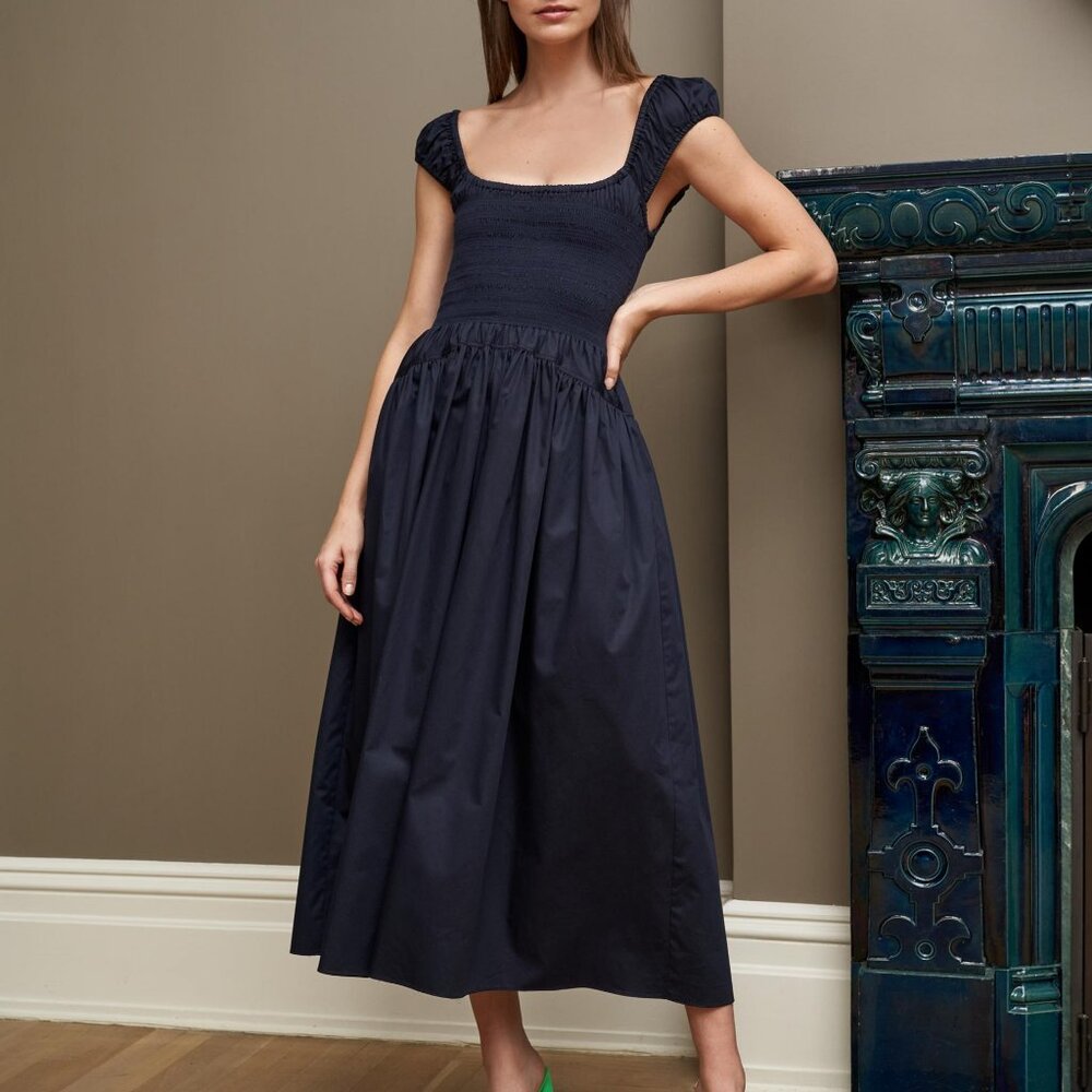 La Ligne Navy Midi Dress